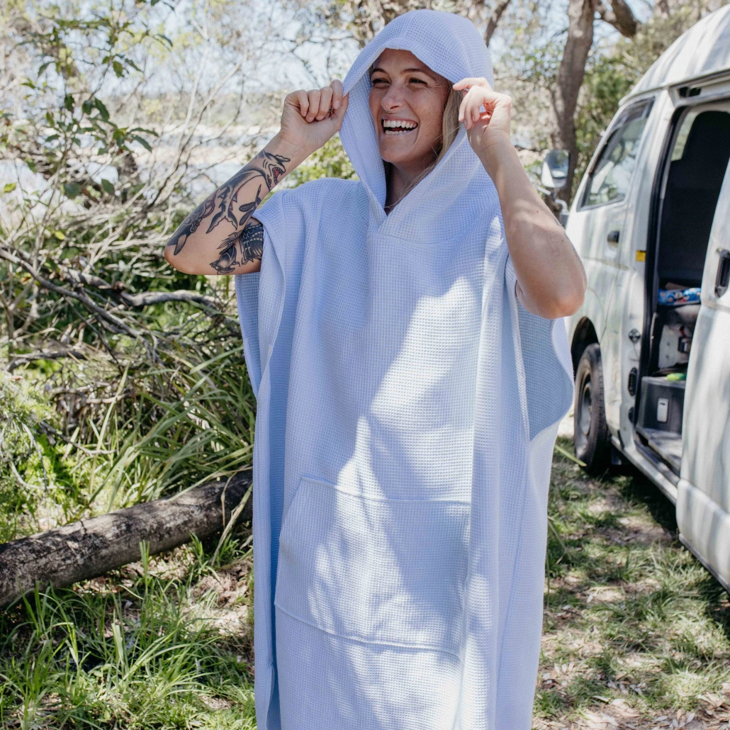 Ladies Waffle Poncho - Image 2